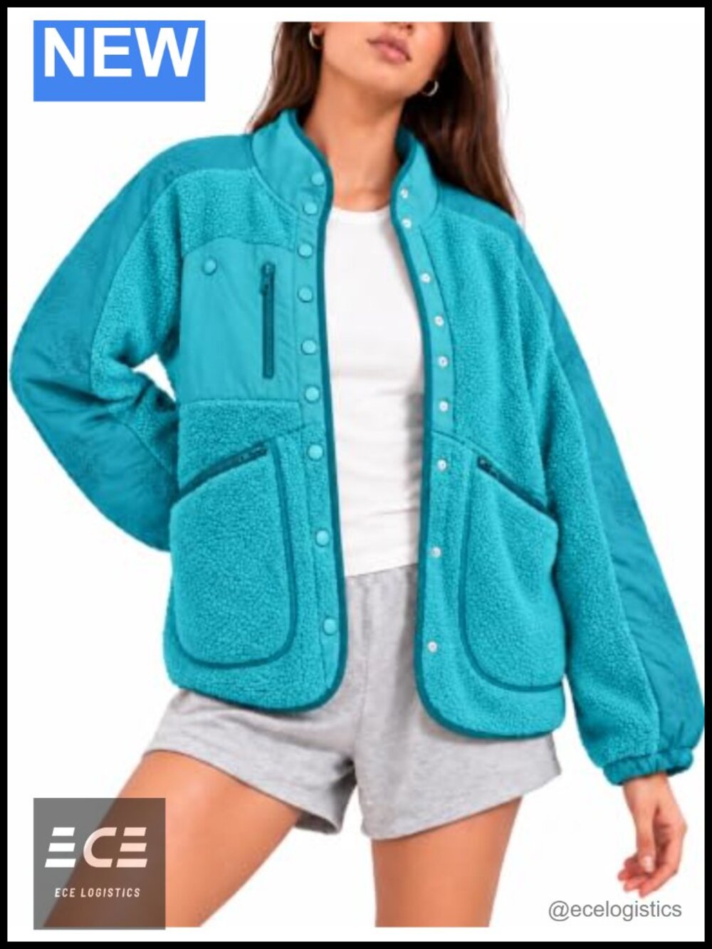 Sherpa Fleece Jacket Long Sleeve Stand Collar Cozy Fall Coat